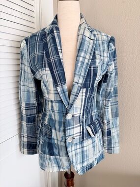 Ralph Lauren Women’s Blue Plaid Cotton Sport Coat Size 4 NWT